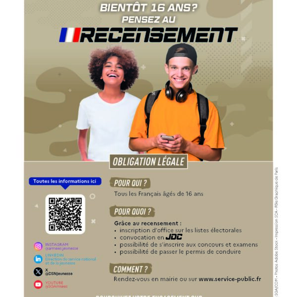 Bientôt 16 ans ?, pensez au recensement
